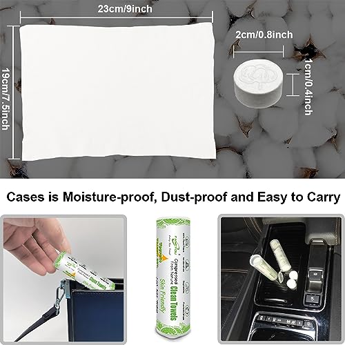 Compressed Coin Tissue for Travel 500 Pcs with 4 Carry Cases, Thicken 100% Cotton Disposable Face Cloths, Compact Mini Portable Facial Towel Disposable Washcloth for Camping Home Beauty Office