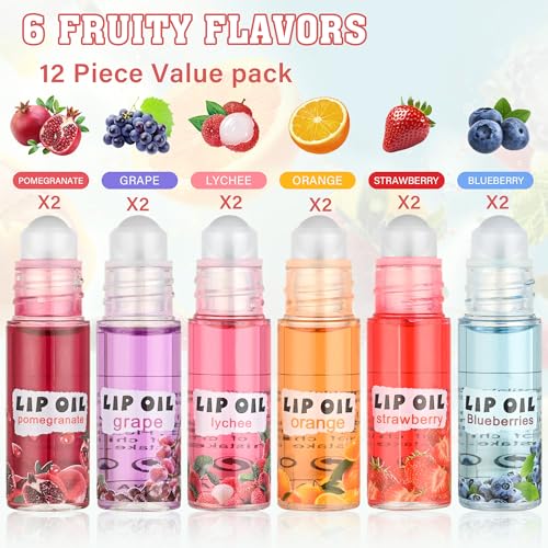 12-Piece Fruit Flavored Lip Gloss Set for Girls - Moisturizing