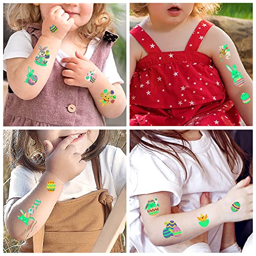 80Pcs Glow in Dark Easter Temporary Tattoos for Kids