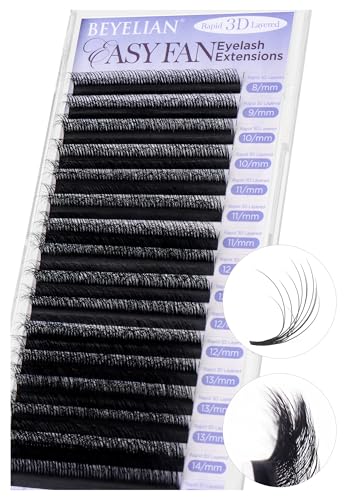 BEYELIAN 3D Easy Fan Lash Extensions - Pre-Bonded, 8-15mm
