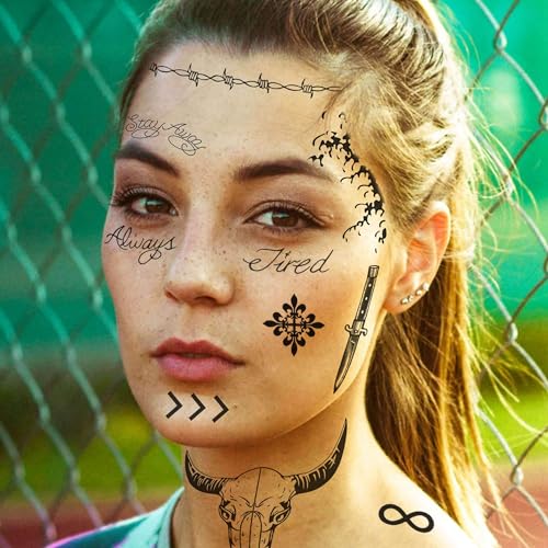 Malone Temporary Tattoos 6 Sheets, Rapper Face Tattoos