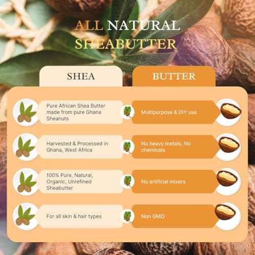 Organic Raw Unrefined African Shea Butter- 100% Pure Natural, 1Lb- Yellow