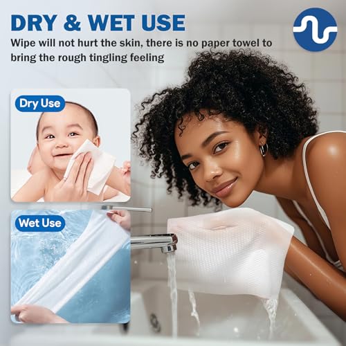 Disposable Face Towel, Biodegradable Facial Towels for Sensitive Skin, Ultra Soft Face Towelette for Women Cleansing, 7.87¡¯¡¯ x 7.87 ¡®¡¯ (2 Packs)