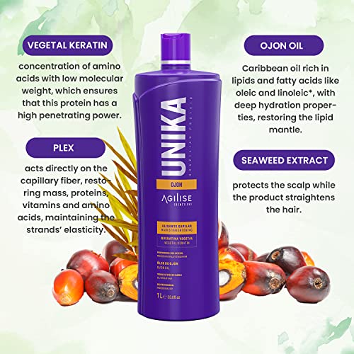 AGILISE UNIKA Keratin Hair Straightening Cream - Formaldehyde-Free, 1L