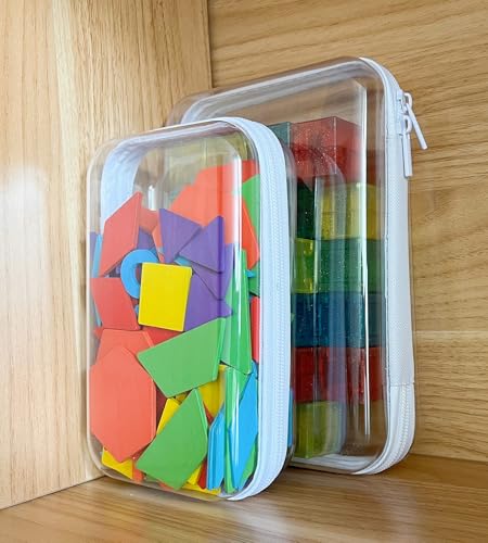 Clear Hard Shell Zipper Storage Cases Set (S+M)
