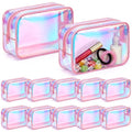 Holographic Makeup Bag Set of 12 - Clear Iridescent Cosmetic Pouches