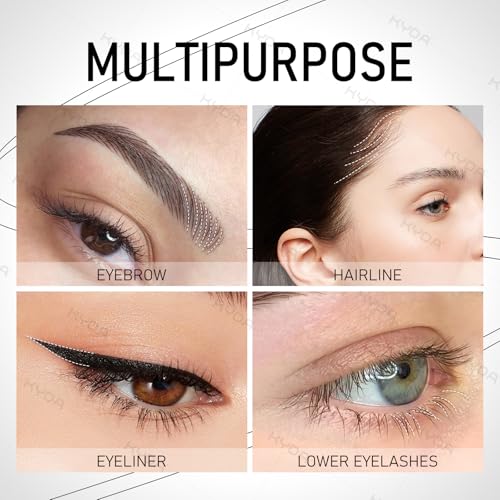 KYDA 2Pack Microblading Eyebrow Pencil with Dual-Brush Tip, Eyebrow Pencil with a 2-Fork Tip Applicator Creates Natural Looking Brows Effortlessly and Stays on All Day, Black