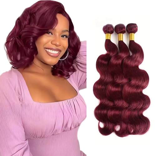 Burgundy 99J Body Wave Human Hair Bundles 14-18 inch