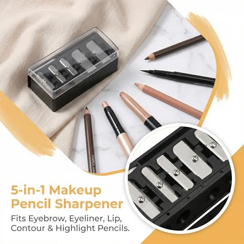 2-Pack 5-Hole Cosmetic Pencil Sharpener with Mess-Free Lid & Pick