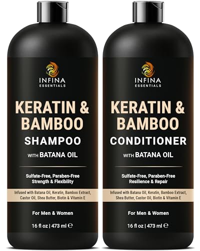 Keratin Shampoo & Conditioner Set - Frizz Control, 16 fl oz Each