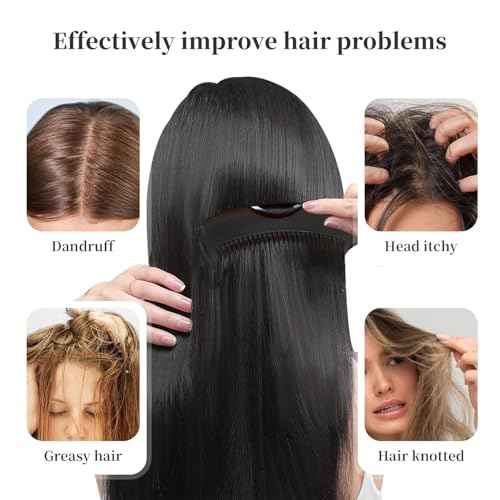 Dandruff Comb with Self-Cleaning Hollow Teeth & Massage Handle - Scalp Detox Comb for Flakes, Oil Removal - Dandruff Scalp Hair Combs for Women/Men/Kids