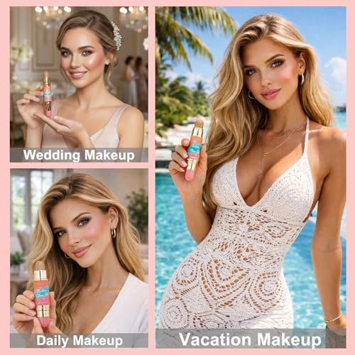 SPRINGSKY Dual-Ended Blush and Bronzer Stick - 2-in-1 Cream Face Contour & Cheek Makeup, Hydrating & Buildable Color, Natural Glow for Women