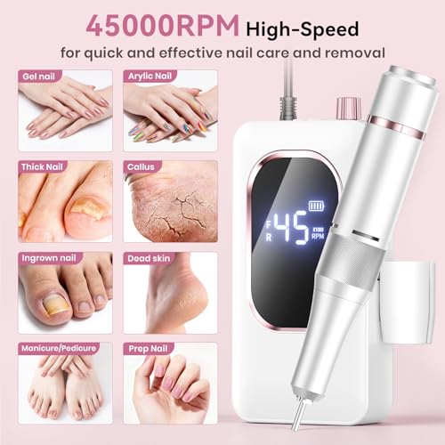 Professional Electric Nail Drill 45000RPM with LCD Display