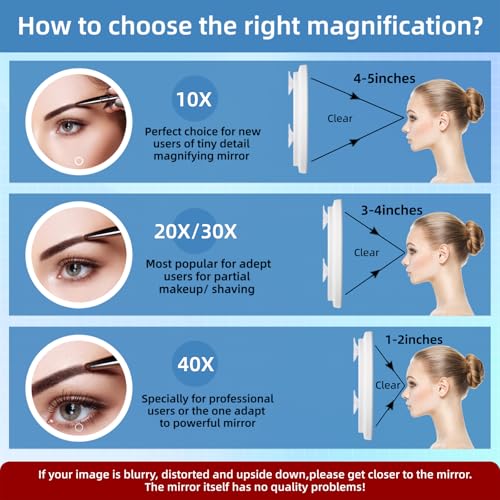 White 30X Magnifying Lighted Makeup Mirror with 3 Suction Cups - 6" Diameter