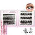 Lash Extension Kit A50+60D Fluffy Lash Clusters Kit D Curl Thick Cluster Eyelashes Extensions 10-16mm DIY Individual Lashes Natural Eyelash Clusters Kit with Lash Bond and Seal Waterproof