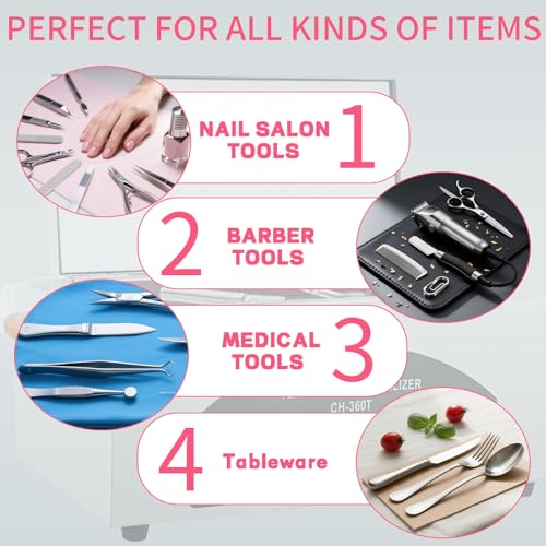 High Temperature Sterilizer Autoclave Machine, 110V 300W 1.5L with Timer Manicure Metal Tool Cleaner Machine,Autoclave Sterilizers, Nail Tool Sterilizer for Sundry Beauty Hair Nail Metal Tools