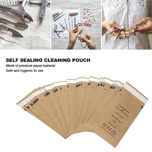 ZJchao Self Sealing Cleaning Pouch, 100pcs Hygienic Paper Pouches for Nail Art Tools, 75 X 150mm Disposable Cleaning Paper for Home, Nail Salon