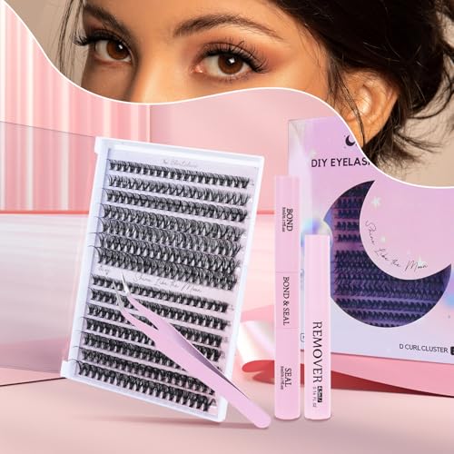 DIY Lash Extension Kit Eyelash Clusters 9-16mm,280PCS Individual Lashes Kit Perfect for At-Home Use, Beginner-Friendly with Bond Seal Remover and Tweezers (Black, 30D&40D9-16MM NM01)