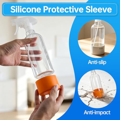 Spray Bottle 16oz 2-Pack with Silicone Sleeve & 3-Mode Nozzle