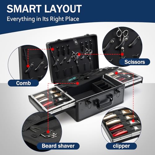 Professional Barber Case with 6 Clipper Slots & 8 Shear Holders