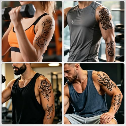 Tribal Totem Temporary Tattoos - 23 Sheets Half Sleeve