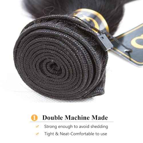 QTHAIR 16A Grade Brazilian Body Wave Human Hair Bundles (22",100g,Natural Black)100% Unprocessed Virgin Body Wave Human Hair Weave Brazilian Virgin Hair Extensions