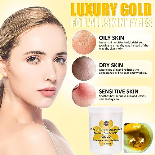 YMEYFAN Jelly Mask for Facial Professional - 24K Gold Face Mask Skincare for Anti-Aging & Firming, Natural Peel Off Hydro jelly Facial Mask for Spa Esthetican, 8.8Fl Oz Jelly Mask Powder with Tool