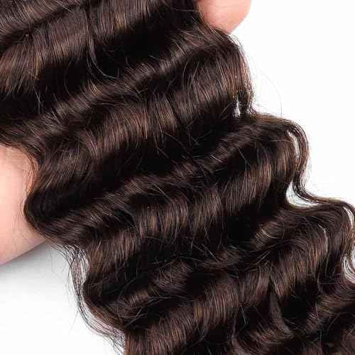 QTHAIR 16A Deep Wave Bulk Human Hair For Braiding No Weft 100% Unprocessed Brazilian Virgin Hair Extensions Chocolate Brown Braiding 100g 18 Inch Human Hair for Braiding Two Bundles