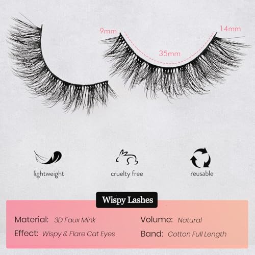 Wispy False Lashes 14 Pairs 9-14mm Mink Lash Pack