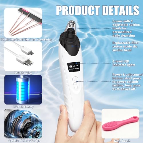 Gackoko Blackhead Remover Vacuum with Adjustable Suction & Tools
