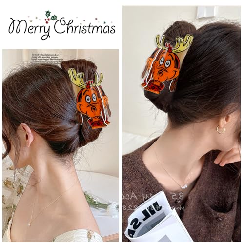 Christmas Hair Clips Cute Elk Claw Clips Design Hair Accessories Yellow Hair Clips for Women Hair Barrettes Claw Clips for Thick Thin Hair Accessories for Women 1 Pcs