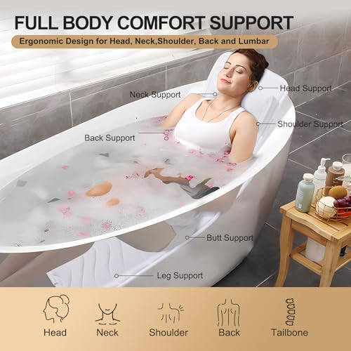 Full Body Bath Pillow with 3D Mesh & Suction Cups - 50x15"