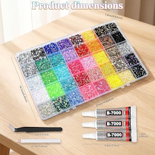 JAFLLMRI 36,000 Pcs Resin Rhinestones Bedazzling Kit for DIY Crafts Nail Art Jewelry Clothing