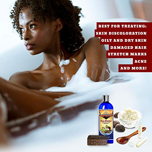 Organic, Anti-Bacterial OSE DUDU LIQUID BLACK SOAP GEL 2 LB (32 oz) Acne Eczema Dry Skin Psoriasis Scar Removal Face and Body Wash Skin Care (GHANA)