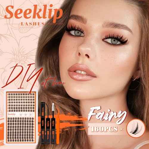 Seeklip Fairy Manga Lash Clusters Kit 8-18mm Eyelash Clusters Kit 160Pcs Lashes Extension Kit Fairy Lash Clusters Spiky Lashes Cluster C Curl With Bond & Seal Tweezers Invisiable Band (Fairy)
