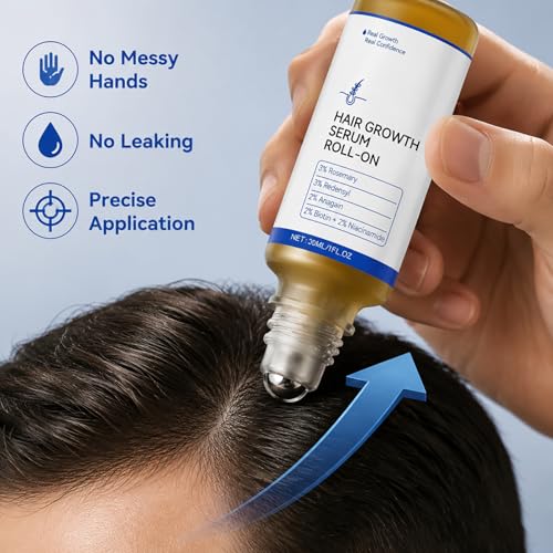 Hair Growth Serum Roll-On with Rosemary - Strengthens Roots & Supports Hairline