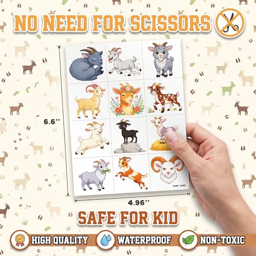 96 PCS Goat Temporary Tattoos for Kids