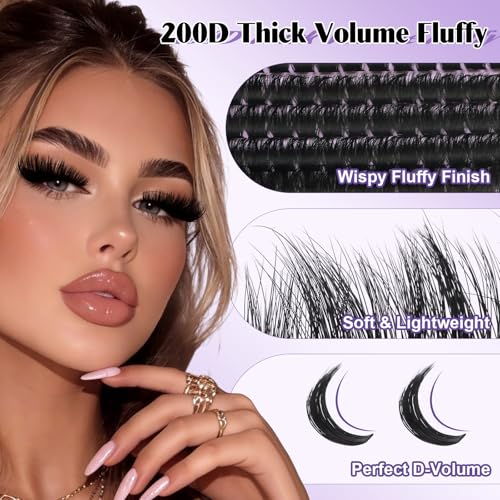 B&Q Fluffy Lash Clusters 10-18mm D Curl Extensions