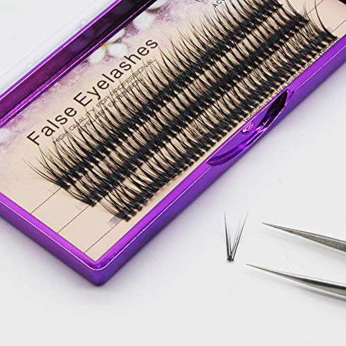 Bodermincer 12D Fishtail Lash Clusters D Curl 120pcs Natural Wispy Eyelashes Extensions (14mm)