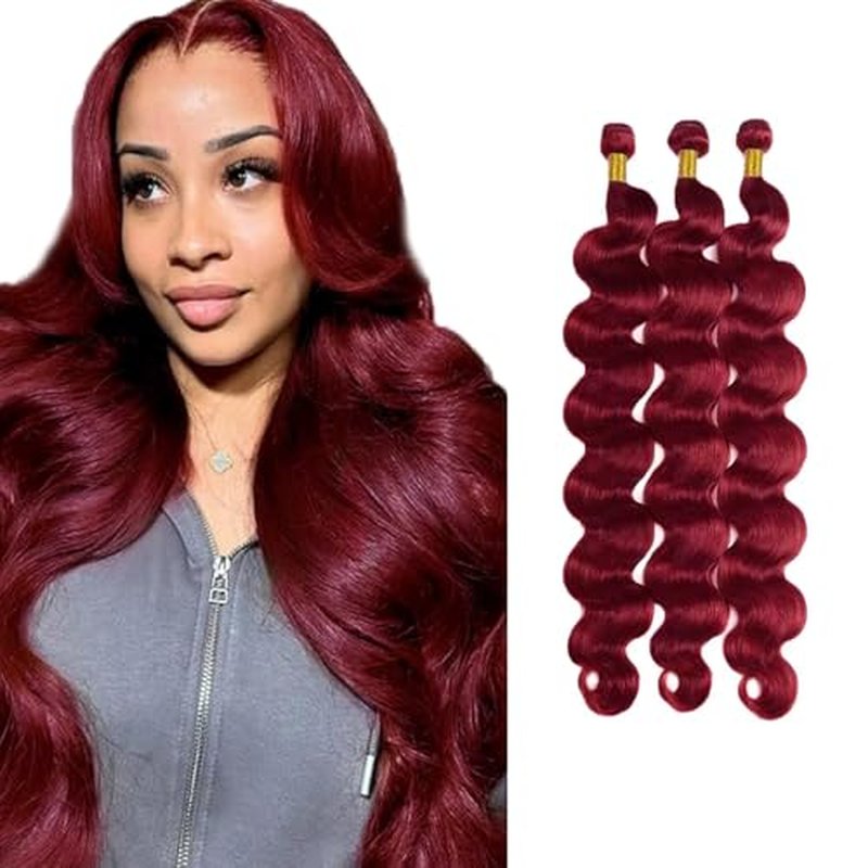 99J Burgundy Body Wave Human Hair Bundles 16-20 inch