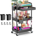 Goovilla Black 3-Tier Rolling Utility Cart with Removable Drawer