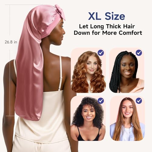 Umisleep 22 Momme Silk Sleep Bonnet for Long Hair & Braids