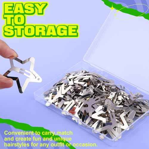 YGDZ 30 PCS 1.61" Star Hair Clips, Y2K Hair Accessories, Silver Clips for Girls Women, Rave Accessories, Non Slip Barrettes, Metal Snap Hair Clips