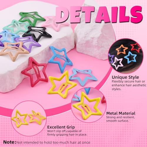 100 PCS Star Hair Clips - Colorful Y2K Barrettes for Girls & Women