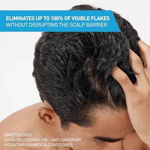 CeraVe 2 In 1 Hydrating Anti Dandruff Shampoo And Conditioner, 1% Pyrithione Zinc Dandruff Treatment, Color Safe & Sulfate Free Shampoo And Conditioner, Helps Eliminate Dandruff & Relieve Itchy Scalp