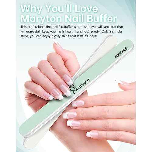 Maryton Nail Buffer and Shine Kit - 10pcs Nail Shine Buffer Blocks for Natural Nails Polisher Fingernail Buffer Buffing File 400 6000 Grit
