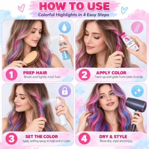 PPUPXQZ Temporary Hair Color Stick - 9 Pearl Washable Shades for Hair, Face & Body