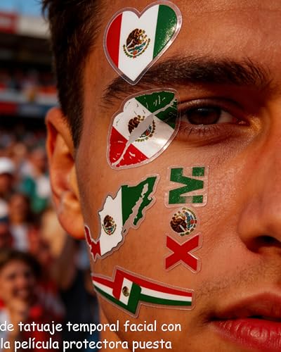 Mexico Flag Temporary Tattoos 30-Pack for Soccer Fans