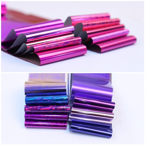 DANNEASY 20 Roll iridescent Nail Foil Transfer Holographic Nail Foils Sheets Rose Neon Nail Stickers Starry Sky Metallic Nail Art Foil Cellophane Glitter Nails Design 3D Nail Decoration