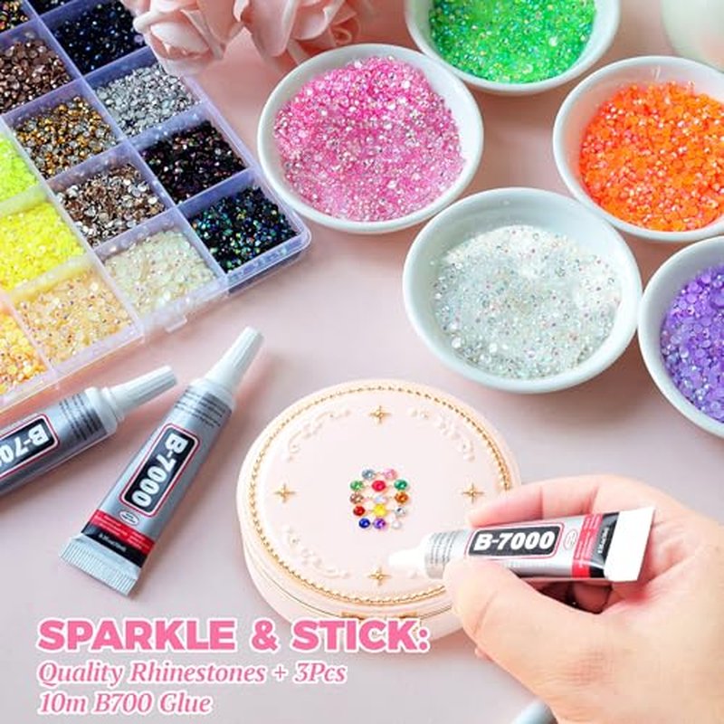 50000Pc Jelly Rhinestones Kit 3mm Flatback Gems with B7000 Glue